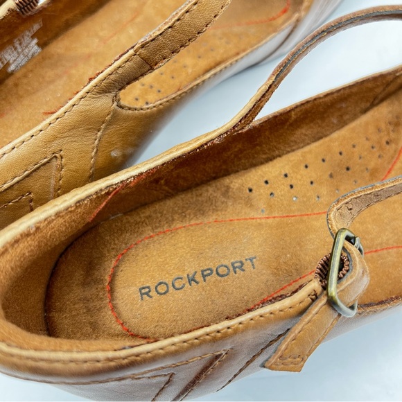 Rockport Women’s Size 8.5 Brynn Tan Leather T-Strap Heels Work Casual Date Comfy - Picture 5 of 8